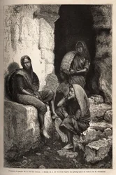 Mulheres do povo da Costa do Concau (ou Konkan, costa norte da Índia). Gravura para ilustrar a viagem nas províncias meridionais da Índia, de Alfred Grandidier, em 1862-1864, publicada em "Le tour du monde" 1869, editada por Edouard Charton,