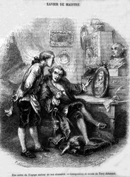 ilustração de "Journey around my room "(1794) de Xavier de Maistre.