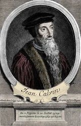 retrato de Jean Calvin (1509-1564), reformador religioso e escritor francês.