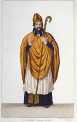 retrato de Saint Germain. Eveque de Paris em 555 gravura a partir de 1830