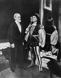 Giuseppe Verdi e Victor Maurel como Iago em fevereiro de 1887 no Scala de Milão após a estreia de Otello.