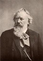Johannes Brahms (1833-1897) compositor alemão, meio-tom (impressão)