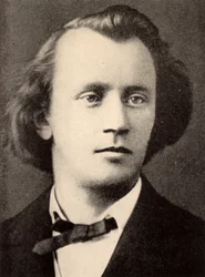 Johannes Brahms (1833-1897) compositor alemão, meio-tom em 1866 (gravura)