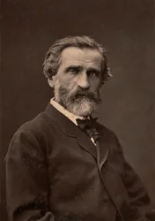 Retrato de Giuseppe Verdi, famoso compositor.