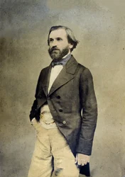 Retrato do compositor italiano Giuseppe Verdi (1813 - 1901).