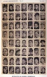 Retratos de mulheres criminosas. Álbum de fotografias reunidas por Cesare Lombroso (1835-1909), criminologista italiano: «O homem delinquente»