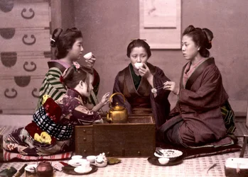 Chá em casa, Japão, final do século XIX - Arquivo de Missões Estrangeiras