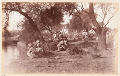 A apreensão da ponte do canal de Alipur por Guides Cavalry, Delhi Camp of Exercise, 1885