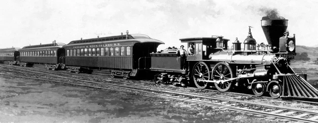 O comboio de Chicago, Rock Island e Pacific Railroad (CRI&P RR) utilizado a partir de 1852