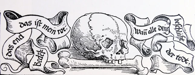 Xilogravura do Amor Venal &39;representando a morte, ca.1511