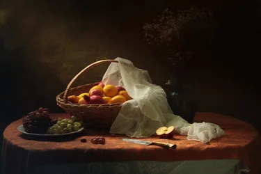 Natureza morta clássica com frutas
