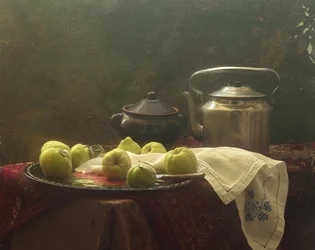 Natureza morta rústica com marmelos