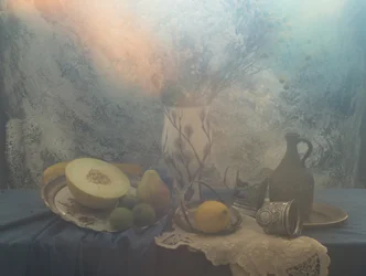 Natureza morta com frutas sob uma luz suave