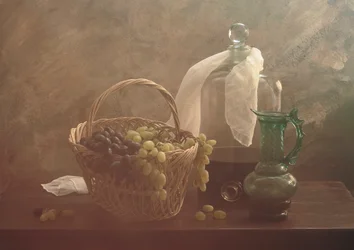Natureza morta com uvas vintage