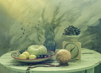 Natureza morta numa cozinha vintage