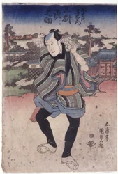 Mimasu Gennosuke In The Role Of Kinoshitagawa Yoemon (impressão em bloco de madeira a cores)