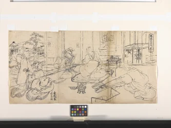 Os Quatro Realizadores (Música, Go, Caligrafia, Pintura): Música (Koto) (tinta sobre papel)
