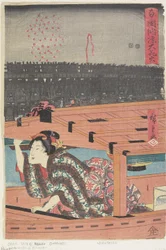 Grande fogo de artifício em Ryogoku, 1847-1852