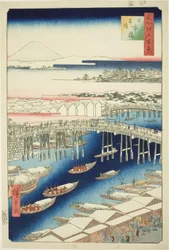 C ware ware af hand r S w at Japan B reason (Nihonbashi snow clear), da série "Ridge dre d fa net views f Edo (famous place Edo 100 views)"