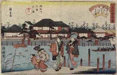 Atravessando o Rio Sumida em Hashiba, o Restaurante Yanagiya, 1830-1844
