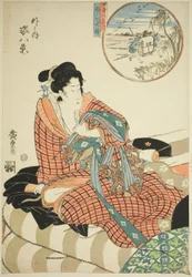 Gansos Descendentes nos Campos de Arroz (Tanbo no rakugan) e Sino da Noite da Manhã Depois (Kinuginu no bansho), da série "Eight Views of Figures Inside and Outside (Soto to uchi sugata hakkei)"