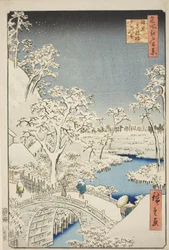 Meguro (Meguro Taiko Bridge, Yuino Hill), a partir do ridgeline, Vistas de Edo (Cem vistas famosas de Edo) "