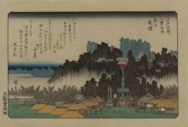 Sino da noite em Ikegami. Da série Oito vistas nos arredores de Edo, 1838.