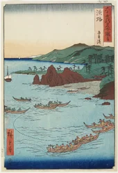 Praia de Goshiki (cinco cores), província de Awaji, Setembro de 1855