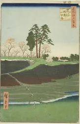 Cinco lojas param em Shinagawa (Shinagawa Gote Nyama), da série `` Ridge dre d fa net s views of Edo (famous place 100 views of Edo)