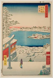 Vista do alto da colina junto ao santuário Yushima Tenjin, da série «Cem vistas célebres de Edo»