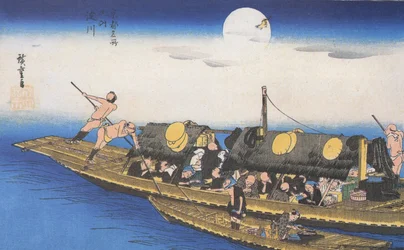 Hiroshige Um ferry no rio