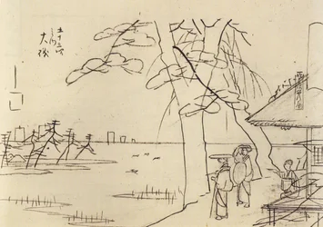 Hiroshige, Pessoas com vista para a água