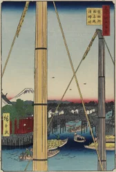 Inari Bridge e Minato Shrine, Teppo_zu, março de 1857