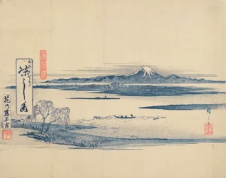 Paisagem vista de Fuji (impressão em xilogravura)