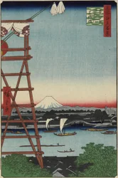 Ponte Motoyanagi e Templo Eko_in em Ryo_goku, maio de 1857
