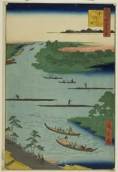 Boca do rio Nakawaga (Nakagawaguchi), da série "Cem vistas famosas de Edo (Meisho Edo hyakkei)"
