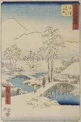 Monte Fuji e monte Ashigara vistos de Numazu, da série Tōkaidō vertical (ou «Lugares famosos das cinquenta e três estações do Tōkaidō»)