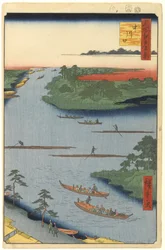 Boca do Rio Nakagawa, No.70 de Cem Vistas Famosas de Edo, 1857 (xilogravura)