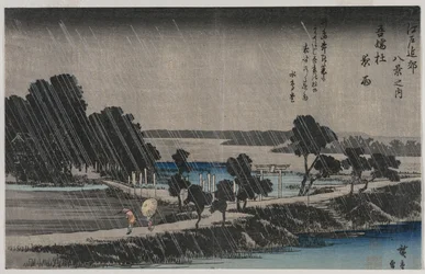 Night Rain at the Azuma Shrine (da série Eight Views of the Environs of Edo)