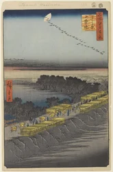 Nihon Embankment, Yoshiwara, No.100 de Cem Vistas Famosas de Edo, 1857 (xilogravura)