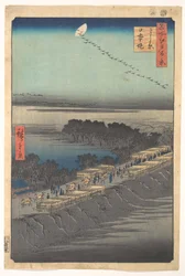 «Margem de Nihon em Yoshiwara», da série Cem Vistas Famosas de Edo (Meisho Edo hyakkei, Yoshiwara, Nihonzutsumi)