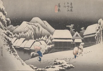 No. 16 &39;Neve da noite&39; de 53 estações do Tokaido, c.1833