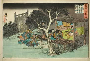 Nº 6: Ise no Saburo Jura Lealdade a Ushiwakamaru (Rokukai, Ise no Saburo ga kakurega ni yadorite Ushiwakamaru shuju o yakusu), da série "The Life of Yoshitsune (Yoshitsune Ichidaiki no uchi)"