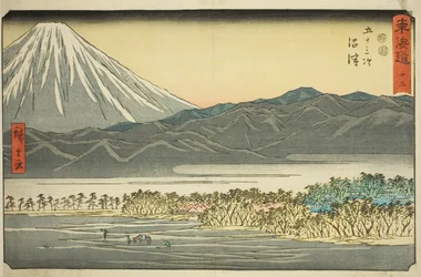 Numazu—Não. 13, da série "Cinquenta e três estações do Tokaido (Tokaido gojusan tsugi)", também conhecido como Reisho Tokaido