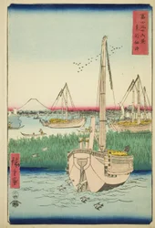Off Tsukuda Island na Capital Oriental (Toto Tsukuda oki), da série "Trinta e seis vistas do Monte Fuji (Fuji sanjurokkei)"