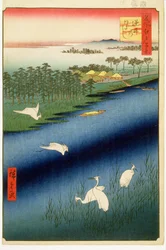Balsa Sakasai, placa 67 da série Cem Vistas Famosas de Edo, Período Edo, Era Ansei, 1857 (xilogravura)