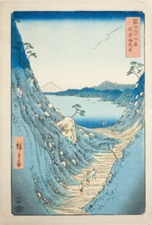 Shiojiri Pass na província de Shinano (Shinano Shiojiri toge), da série "Trinta e seis vistas do Monte Fuji (Fuji sanjurokkei)"