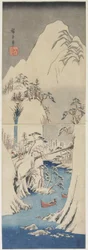 Cena de neve junto ao rio Fuji, c. 1842
