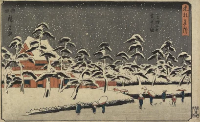 Vista da neve do templo de Zo_jo_ji em Shiba, 1847-1852