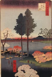 Suwa Bluff em Nippori Cem vistas famosas de Edo, 1856-1858